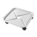 Cement Color Square 23cm Plastic Plant Dish Universal Wheel Tray With Water Container