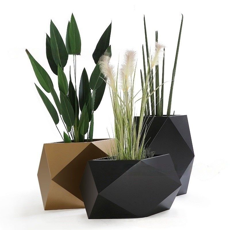 3.0mm Fashionable Polygon Brushed Stainless Steel Planters Home Indoor Decoration