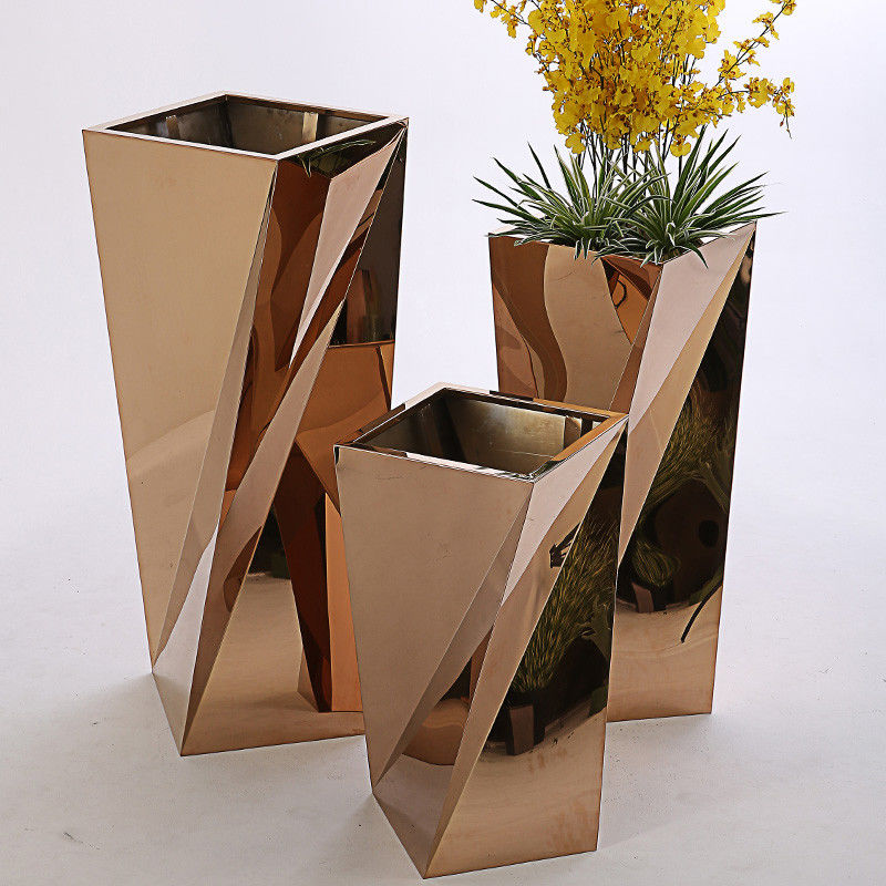 Golden Color Mirror Surface 70cm Tall Stainless Steel planter